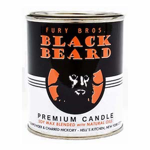 Black Beard brand gunpowder scented candle