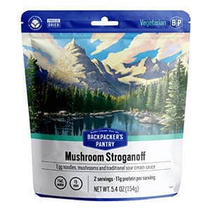 Mushroom stroganoff dehydrated camping meal for backcountry meals