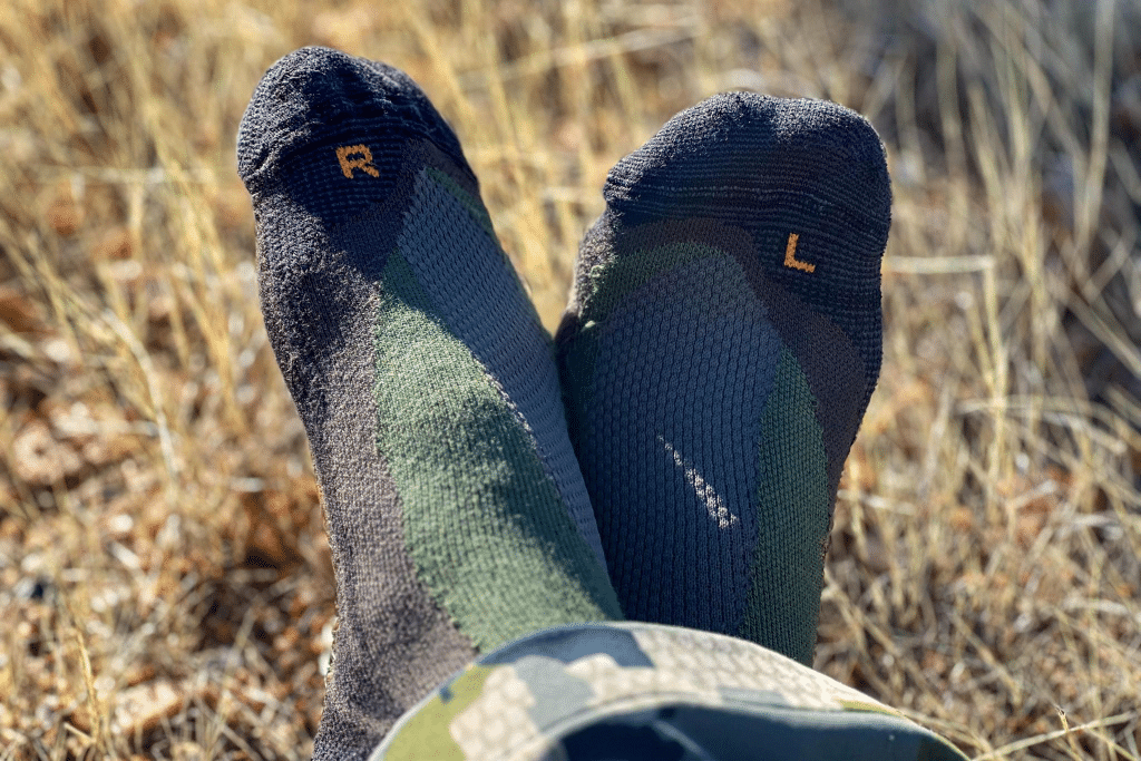 Hunting socks Two green and black hunting socks that have R and L on them. They are Zamberlan Brand.