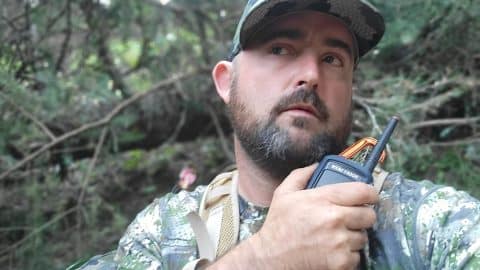 rockie talkie being used by josh riley of final stalk