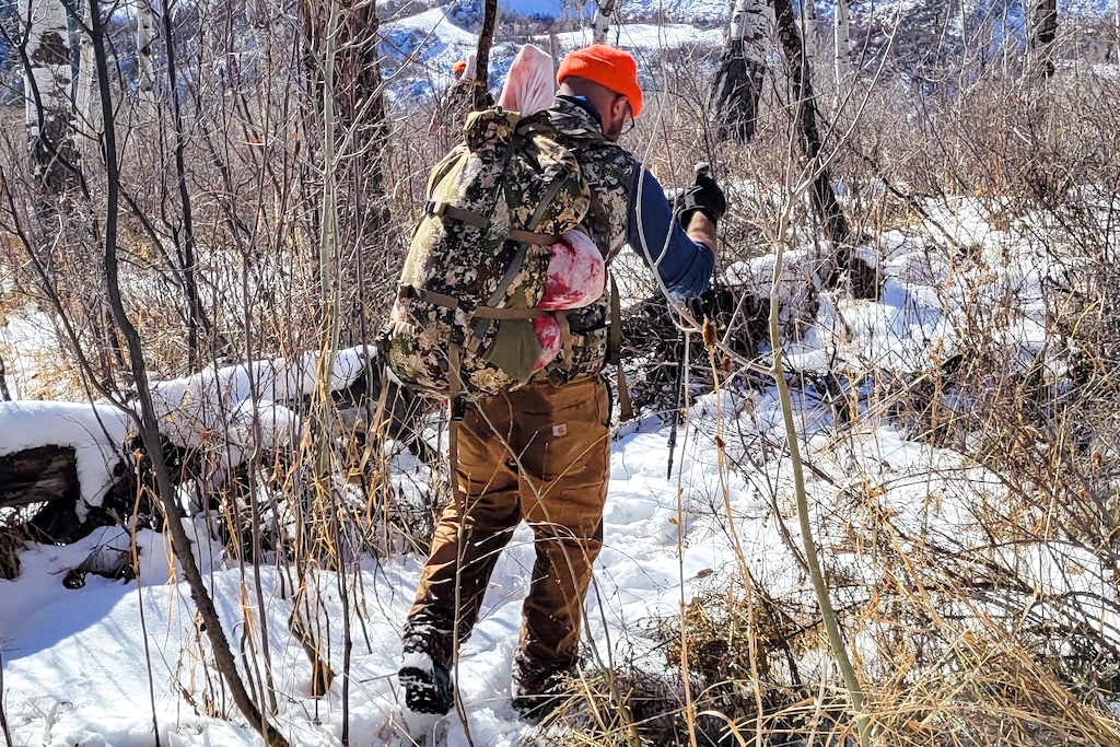 josh riley hauling elk quarter