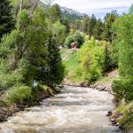 Uncompahgre River in Colorado flowing by the town of Montrose