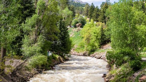 Uncompahgre River in Colorado flowing by the town of Montrose