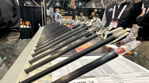 a line of razor sharp broadheads being displayed at the 2024 ATA